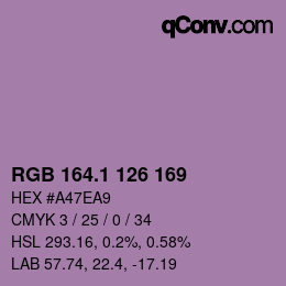 カラーコード: RGB 164.1 126 169 | qconv.com
