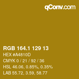 カラーコード: RGB 164.1 129 13 | qconv.com