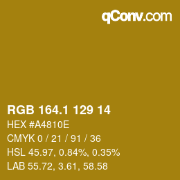 カラーコード: RGB 164.1 129 14 | qconv.com