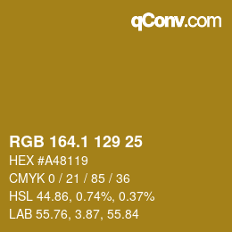 カラーコード: RGB 164.1 129 25 | qconv.com