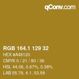 カラーコード: RGB 164.1 129 32 | qconv.com