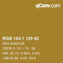 カラーコード: RGB 164.1 129 42 | qconv.com