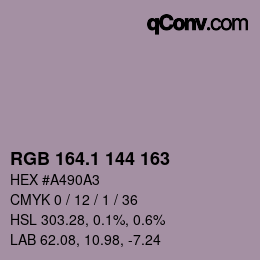 カラーコード: RGB 164.1 144 163 | qconv.com