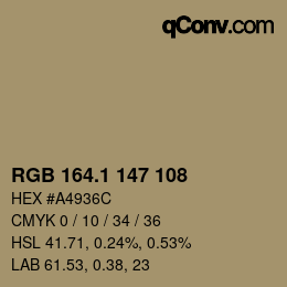 カラーコード: RGB 164.1 147 108 | qconv.com