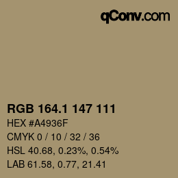 カラーコード: RGB 164.1 147 111 | qconv.com