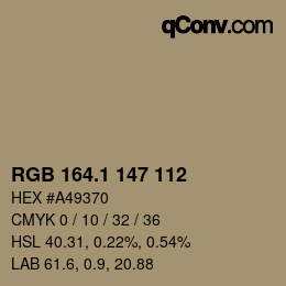 カラーコード: RGB 164.1 147 112 | qconv.com