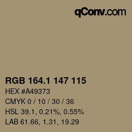 Color code: RGB 164.1 147 115 | qconv.com