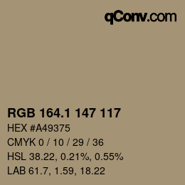 Color code: RGB 164.1 147 117 | qconv.com