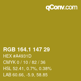 カラーコード: RGB 164.1 147 29 | qconv.com