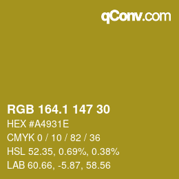 カラーコード: RGB 164.1 147 30 | qconv.com