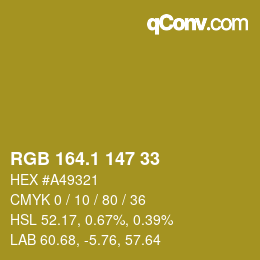 カラーコード: RGB 164.1 147 33 | qconv.com