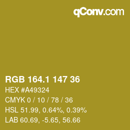 カラーコード: RGB 164.1 147 36 | qconv.com