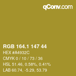 カラーコード: RGB 164.1 147 44 | qconv.com