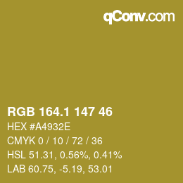 カラーコード: RGB 164.1 147 46 | qconv.com