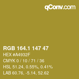 カラーコード: RGB 164.1 147 47 | qconv.com