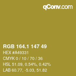 カラーコード: RGB 164.1 147 49 | qconv.com