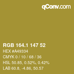 カラーコード: RGB 164.1 147 52 | qconv.com