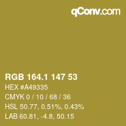 カラーコード: RGB 164.1 147 53 | qconv.com