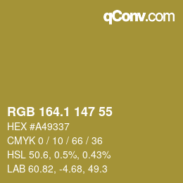 カラーコード: RGB 164.1 147 55 | qconv.com