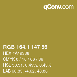 カラーコード: RGB 164.1 147 56 | qconv.com