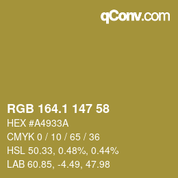 カラーコード: RGB 164.1 147 58 | qconv.com