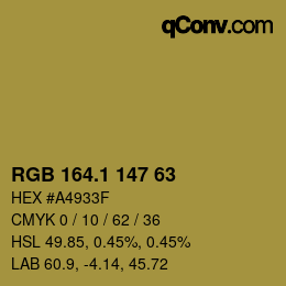 カラーコード: RGB 164.1 147 63 | qconv.com