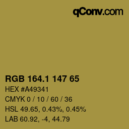 カラーコード: RGB 164.1 147 65 | qconv.com