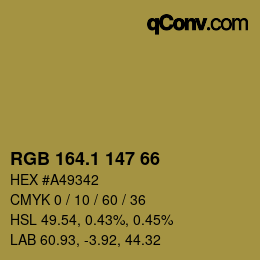 カラーコード: RGB 164.1 147 66 | qconv.com