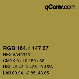 カラーコード: RGB 164.1 147 67 | qconv.com