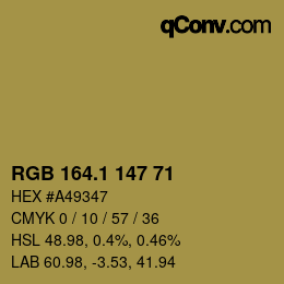 カラーコード: RGB 164.1 147 71 | qconv.com