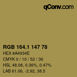 カラーコード: RGB 164.1 147 78 | qconv.com
