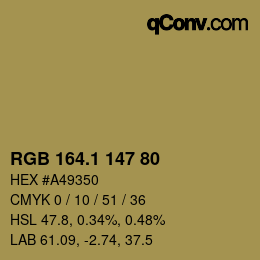 カラーコード: RGB 164.1 147 80 | qconv.com