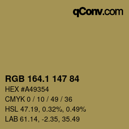 カラーコード: RGB 164.1 147 84 | qconv.com