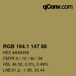 カラーコード: RGB 164.1 147 88 | qconv.com