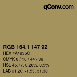 カラーコード: RGB 164.1 147 92 | qconv.com
