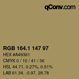 カラーコード: RGB 164.1 147 97 | qconv.com