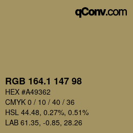 Color code: RGB 164.1 147 98 | qconv.com