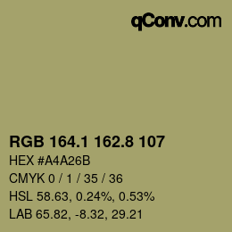 カラーコード: RGB 164.1 162.8 107 | qconv.com