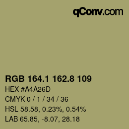 Farbcode: RGB 164.1 162.8 109 | qconv.com