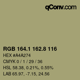 Color code: RGB 164.1 162.8 116 | qconv.com