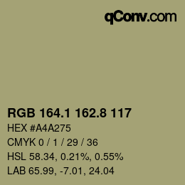 Color code: RGB 164.1 162.8 117 | qconv.com