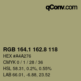 Color code: RGB 164.1 162.8 118 | qconv.com