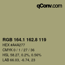 Code couleur: RGB 164.1 162.8 119 | qconv.com