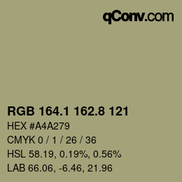 Color code: RGB 164.1 162.8 121 | qconv.com