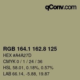 Color code: RGB 164.1 162.8 125 | qconv.com