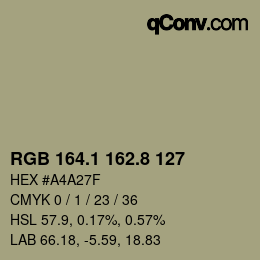 Color code: RGB 164.1 162.8 127 | qconv.com