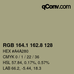 Color code: RGB 164.1 162.8 128 | qconv.com