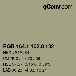 Color code: RGB 164.1 162.8 132 | qconv.com