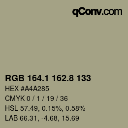 Color code: RGB 164.1 162.8 133 | qconv.com