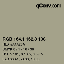 Color code: RGB 164.1 162.8 138 | qconv.com